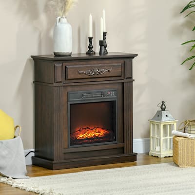 HOMCOM Electric Fireplace TV Stand, Media Entertainment Console