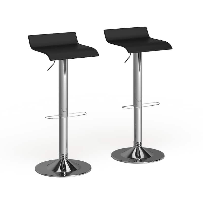 Porch & Den Blaine Chrome Air Lift Adjustable Swivel Stools (Set of 2) - Black