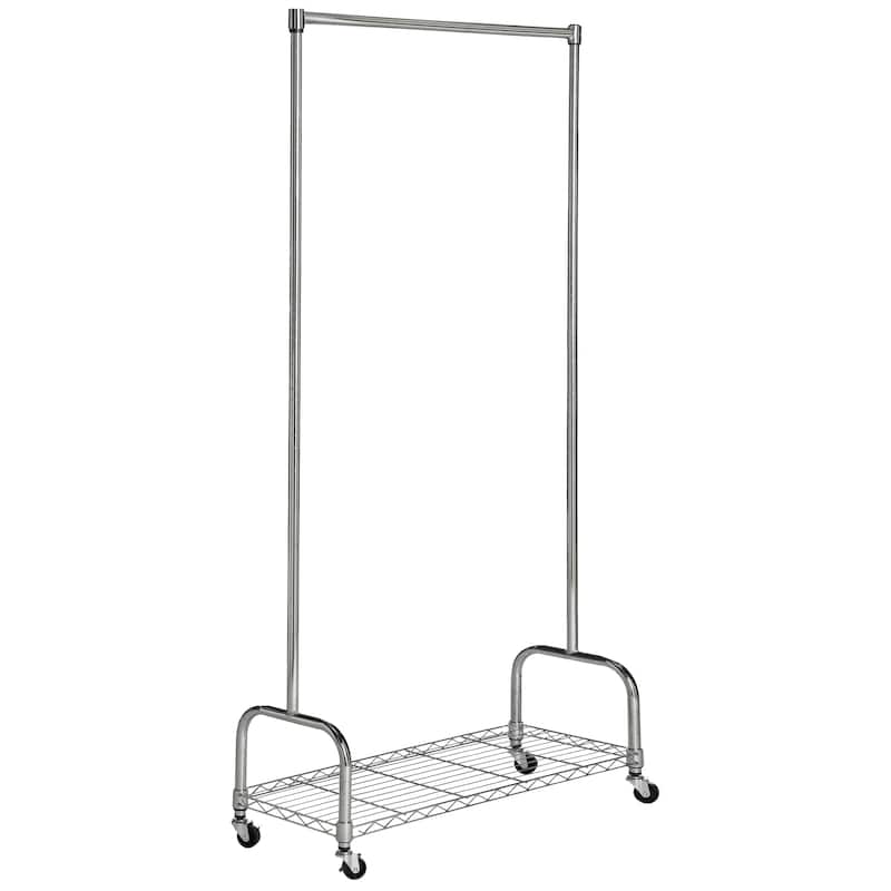 SAFAVIEH Storage Collection Christian Chrome Wire Single Rod Clothes Rack - 35.4" x 13.8" x 63"