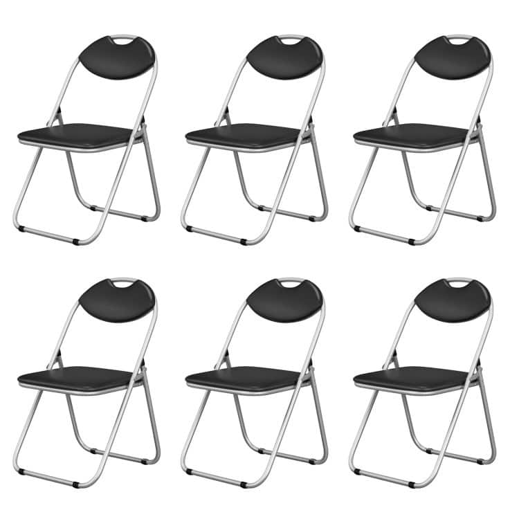 Black Portable Folding Dining Chairs Set with Carrying Handles and U-Shaped Metal Base - Set-6