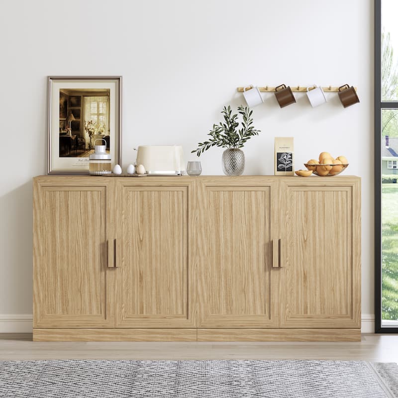 Solid Wood Stackable Cabinet&Sideboard with Adjustable Shelves - 62"x31" - Oak