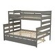 preview thumbnail 7 of 22, Twin over Full Bunk Bed with Twin Size Trundle, Space-saving, Grey