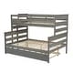 preview thumbnail 4 of 10, Wood Twin over Full Bunk Bed wFull-length Guardrail & Trundle for Kids Bedroom, Wood Bed Frame Convertible Twin Size Trundle Bed