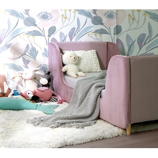 Upholstered Toddler Bed in Lavender Mist,Solid and Engineered Wood Frame