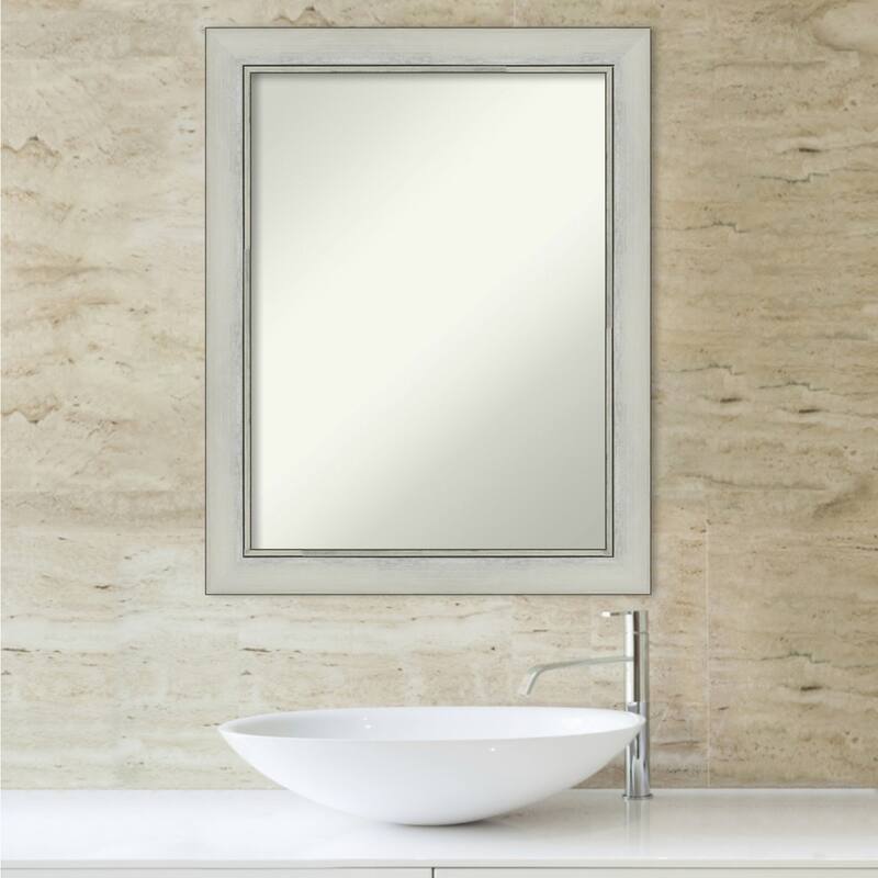 Non-Beveled Bathroom Wall Mirror - Flair Silver Patina Frame