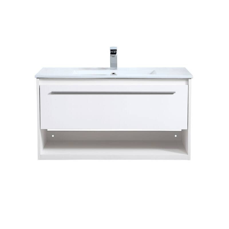 Elegant Lighting VF43036 Kasper 36" Wall Mounted Single Basin Vanity - White