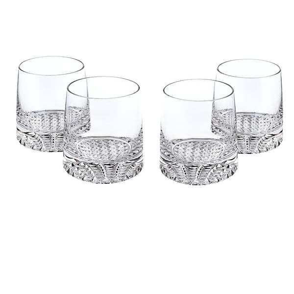 Mouth Blown European Crystal Whiskey Set 4 Pc Rocks Or Dof Set