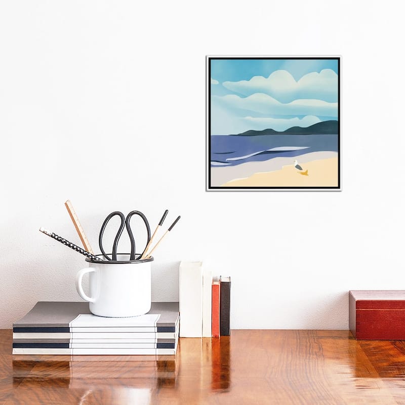 iCanvas "Seagull Sun Bathing" by Little Dean Framed