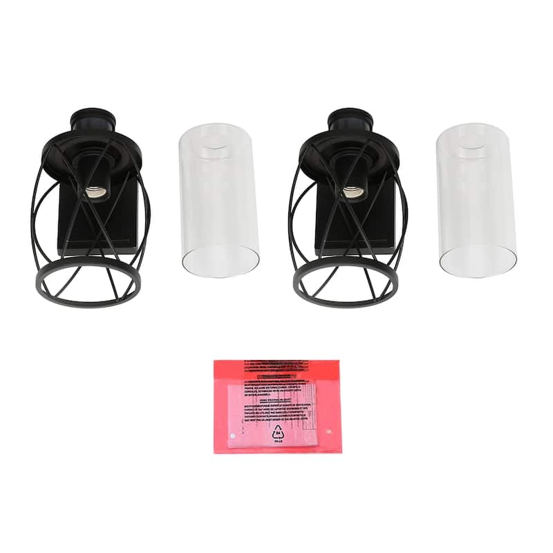 2-pack Waterproof Motion Sensor Indoor/Outdoor Wall Lights Wall Lantern for Garage Porch Front Door Non - Solar