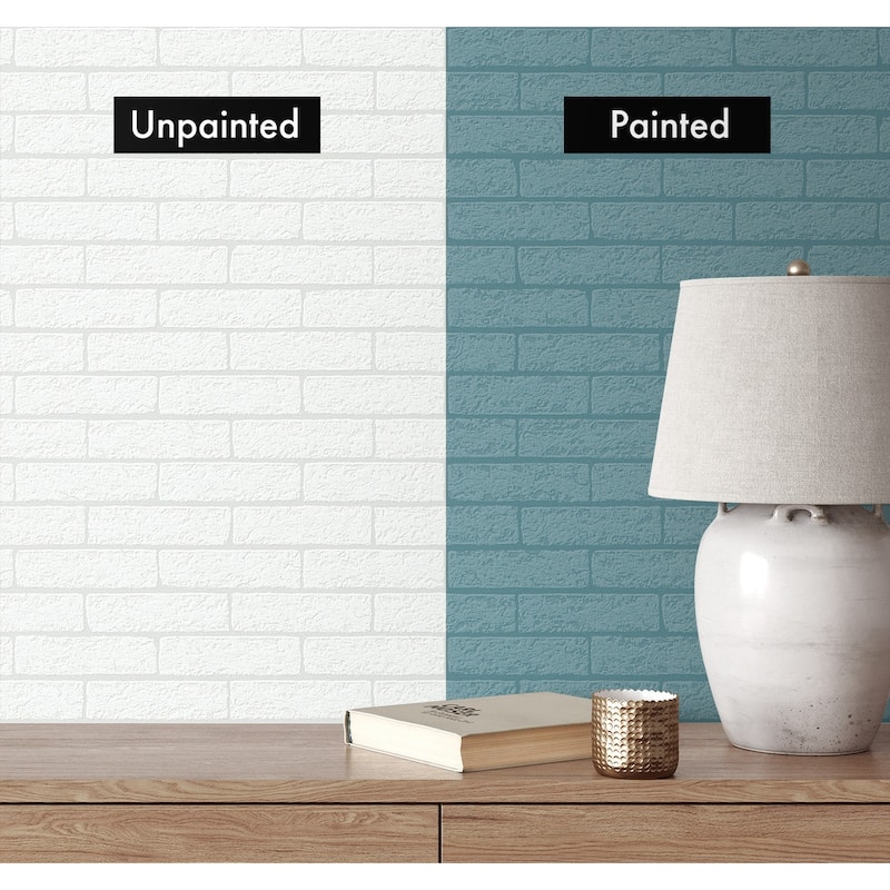 Seabrook Designs Off-White Limestone Brick Paintable Unpasted Wallpaper - 20.9 in. W x 33 ft. L