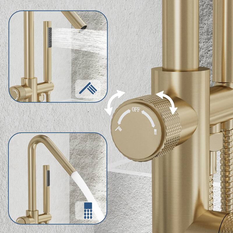 Modland 46''H Outdoor Shower System 316 Stainless Steel Thermostatic Freestanding Poolside Faucet with Swivel Spout - 46'' H