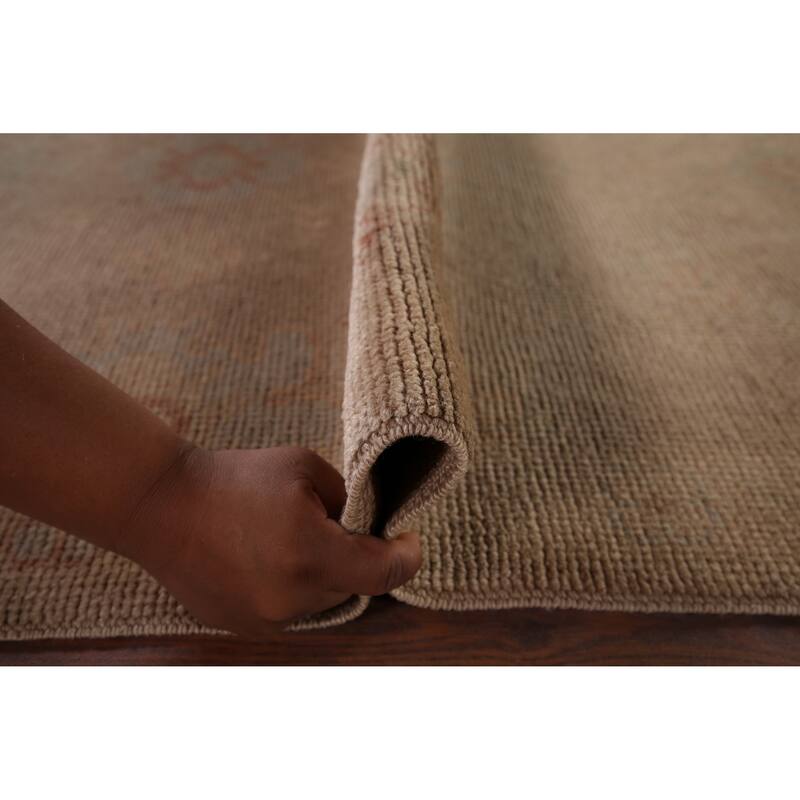 Earth Tone Oushak Turkish Runner Rug Handmade Wool Carpet - 3'0" x 11'5"