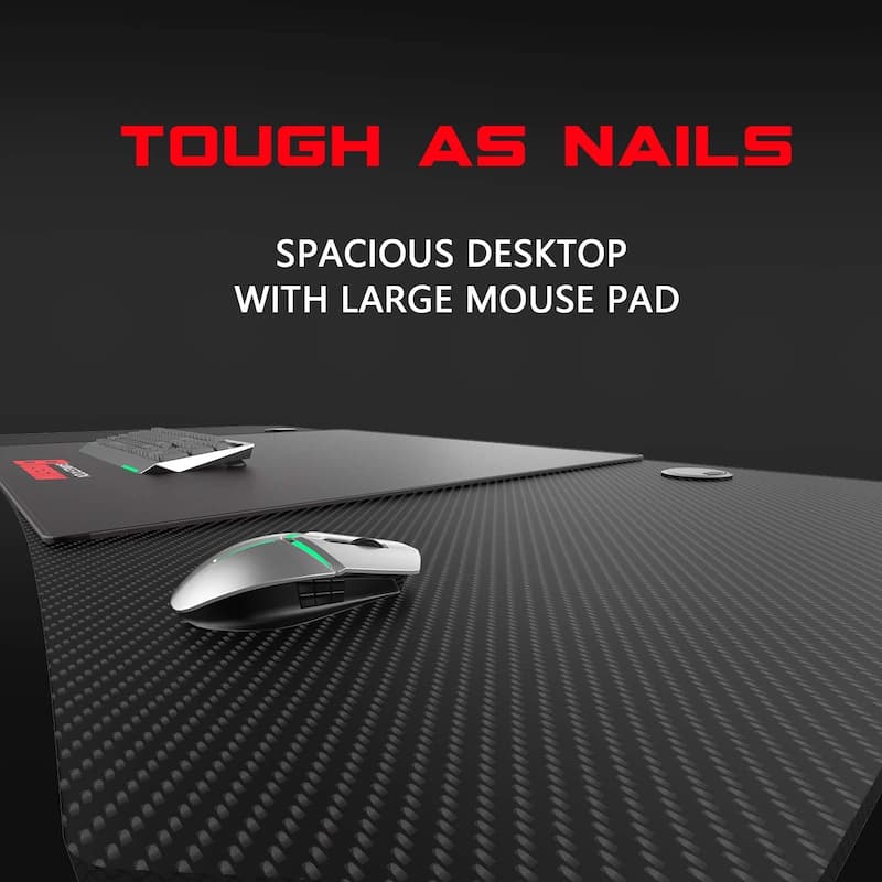 BOSSIN Ergonomic Gaming Desk Z-Shaped Office PC Computer Desk Gamer Tables with Cup Holder and Headphone Hook