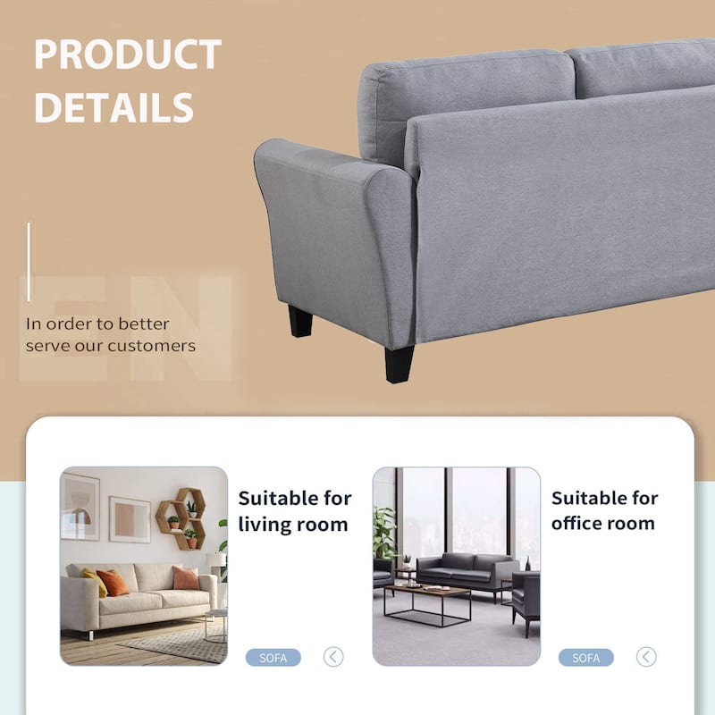 Modern Living Room Sofa Set Linen Upholstered Couch Furniture for Home or Office ,Light Grey-Blue,(1+2+3-Seat,Old Sku:SG000373AA
