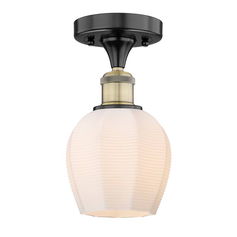 Innovations Lighting Edison Norfolk - 1 Light 6" Semi-Flush Mount - Matte White/Black Antique Brass
