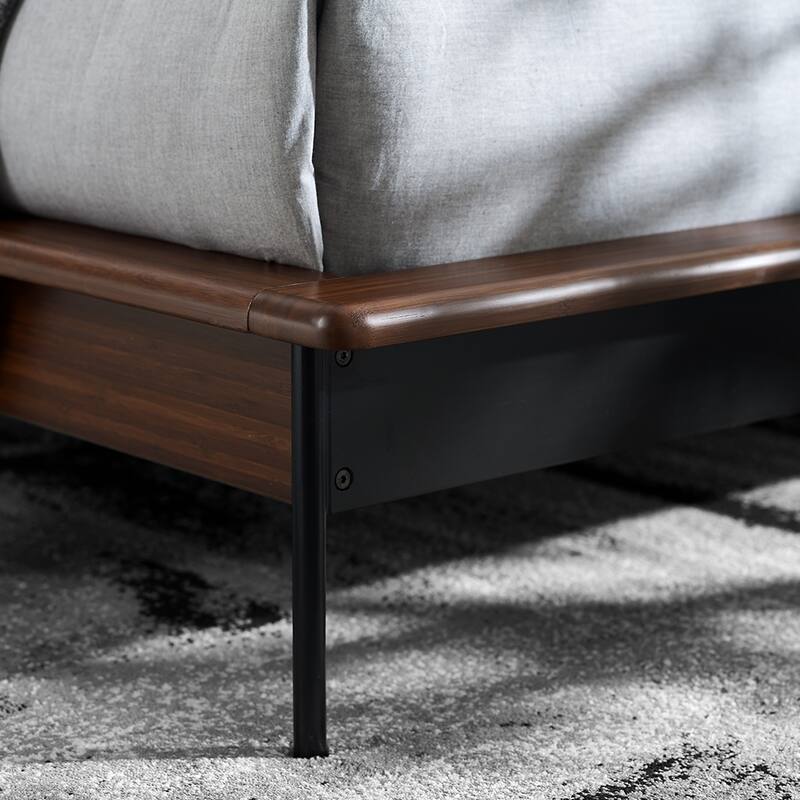 Landon King Platform Bed with Fabric, Crimson