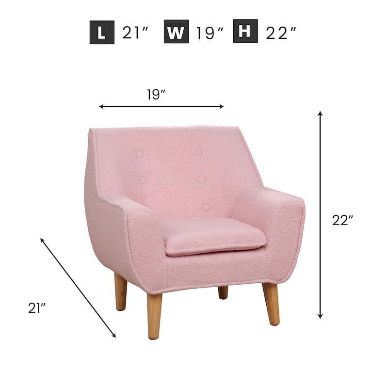 Pink Teddy Club Kids Arm Chair with Foam Seat and Soft Cozy Fabric