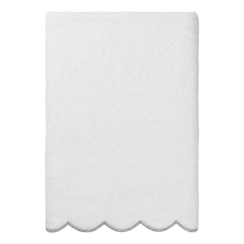 Authentic Hotel and Spa 100% Turkish Cotton ADORNIA Scallop Bath Towel - White/Grey - 1 Bath Towel