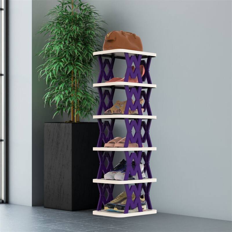 6 Tier Foldable Shoe Rack Vertical Shoe Organizer Narrow Shoe Rack
