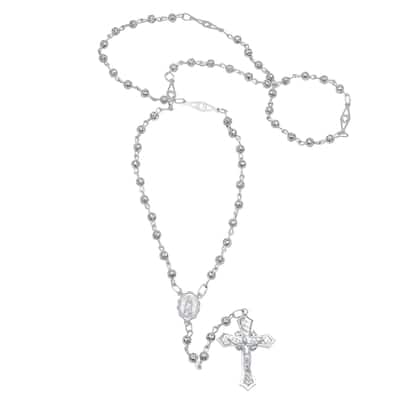 Roberto Martinez Gold or Platinum Plated Silver White Topaz Rosary Necklace