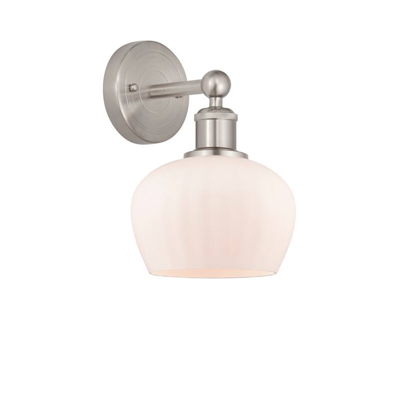 Innovations Lighting 616-1W-10-7 Fenton Sconce Fenton 10" Tall Wall - Brushed Satin Nickel / Matte White