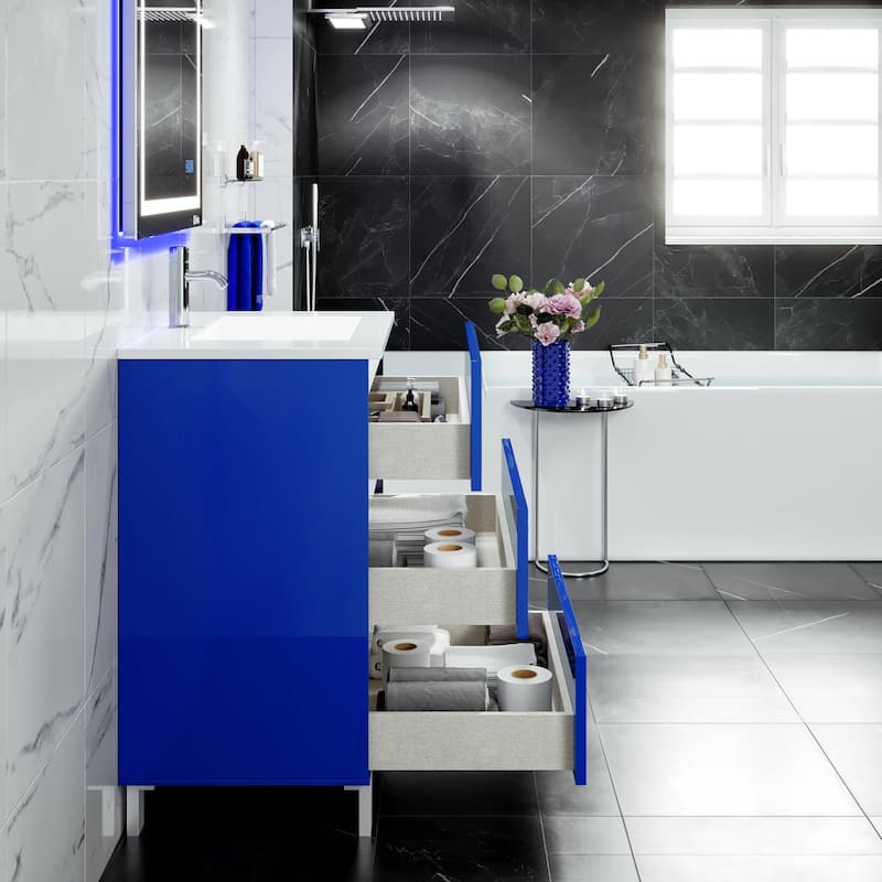 Eviva Deluxe 32"W Bath Vanity with WH Porcelain Integrated Sink