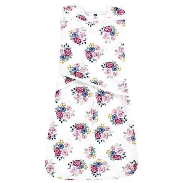 slide 1 of 1, Hudson Baby Infant Girl Convertible Swaddle Sleep Sack, Blush Navy Floral 0-3 Months - Blush Navy Floral