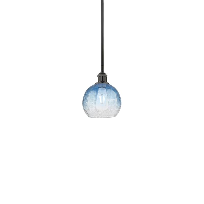 Innovations Lighting 616-1S-10-8 Brookhaven Globe Pendant Brookhaven - Matte Black / Sapphire Blue