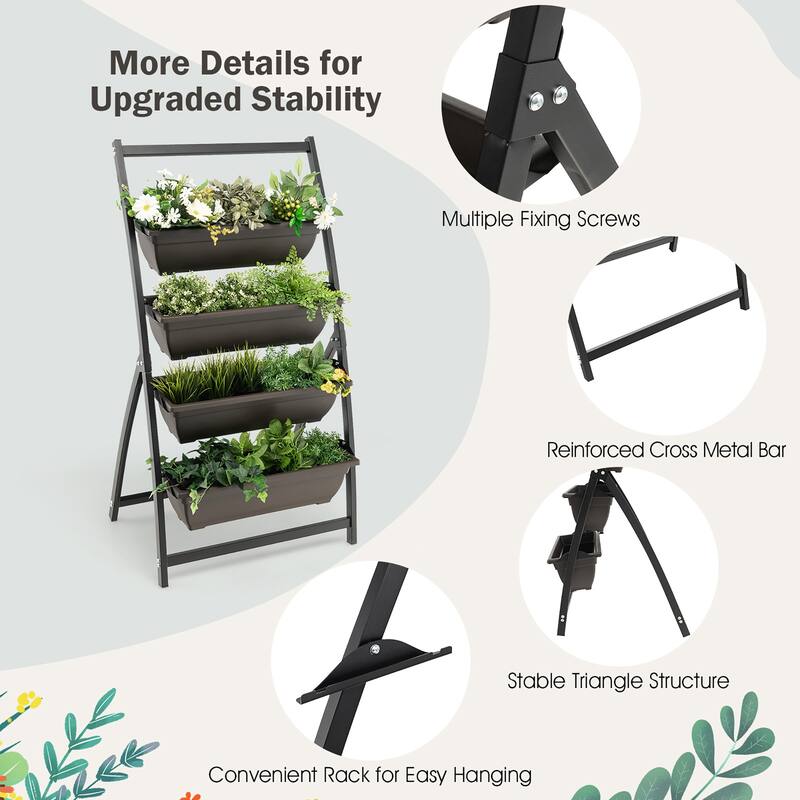 Costway 4 FT 4-Tier Vertical Raised Garden Bed Elevated Planter Box - See Details