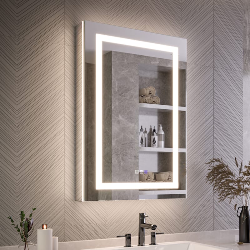 Modland 24"-42W x 36"H LED Medicine Cabinet Mirror with USB Charging,5x Magnifying Mirror