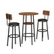 preview thumbnail 16 of 37, New Style Bar Table Set with Bar Stools PU Soft Seat with Backrest and Footrest ,1 Wooden Table(Set of 3 or Set of 5) 3 Piece Sets - Rustic Brown Round Bar Table