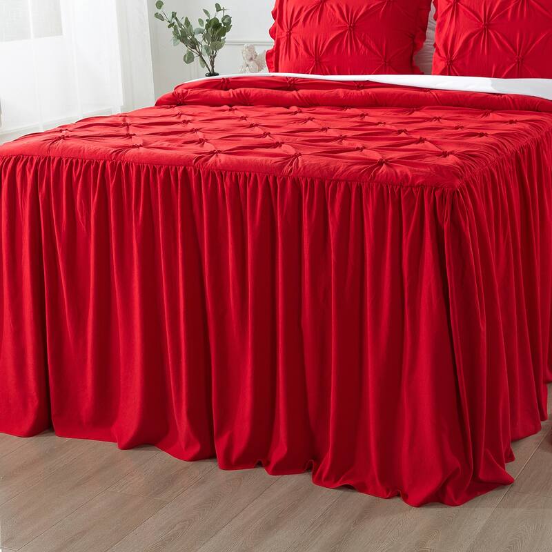 4/5 PCS Shabby Chic Farmhouse Style Ruffle Skirt Bedspread