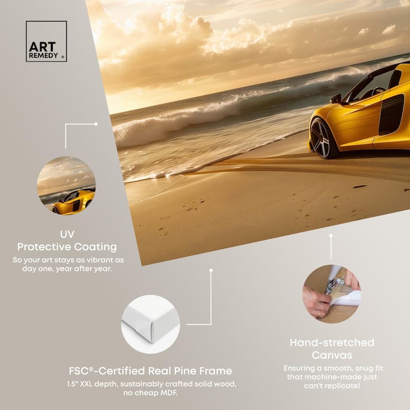 Beach Sports Car Canvas by Art Remedy, Gallery Wrapped