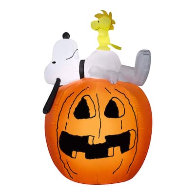 National Tree Company Halloween Inflatable Decoration, Orange, Snoopy and Woodstock, Self Inflating, Plug In, 54 Inches - 54 in