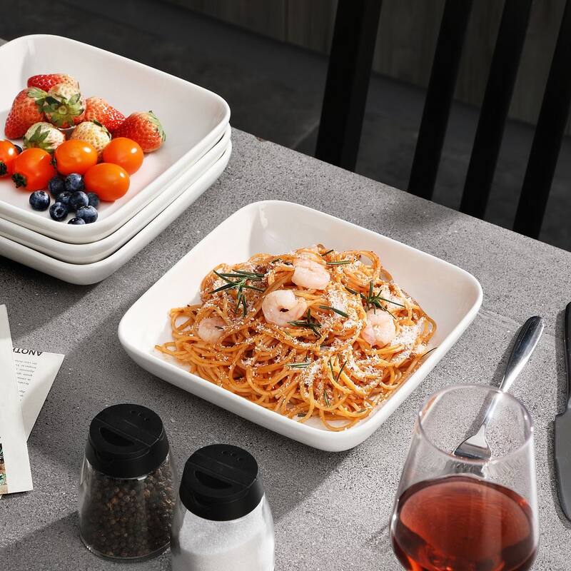 MALACASA Ivy Series Porcelain Square 4-Piece Plates