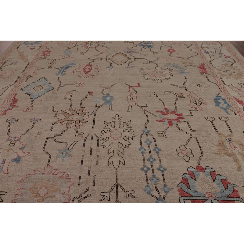 Vegetable Dye Oushak Oriental Large Area Rug Handmade Wool Carpet - 9'11"x 13'10"