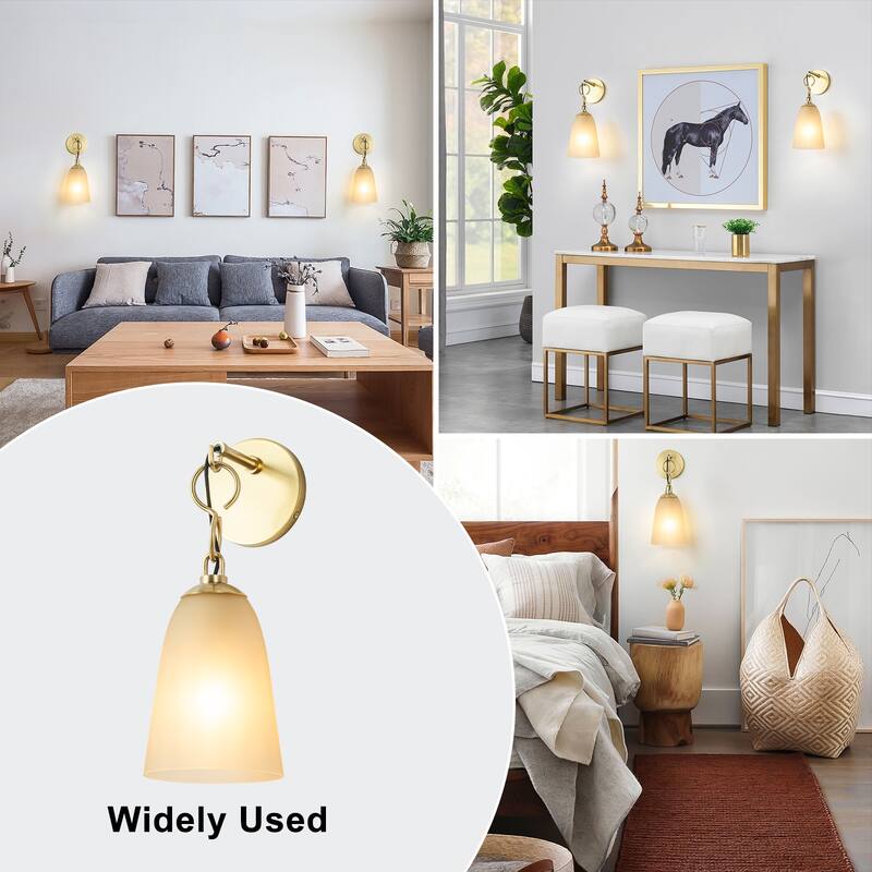 Modern 1-Light Wall Sconce with Long Bell Glass Shade Lighting