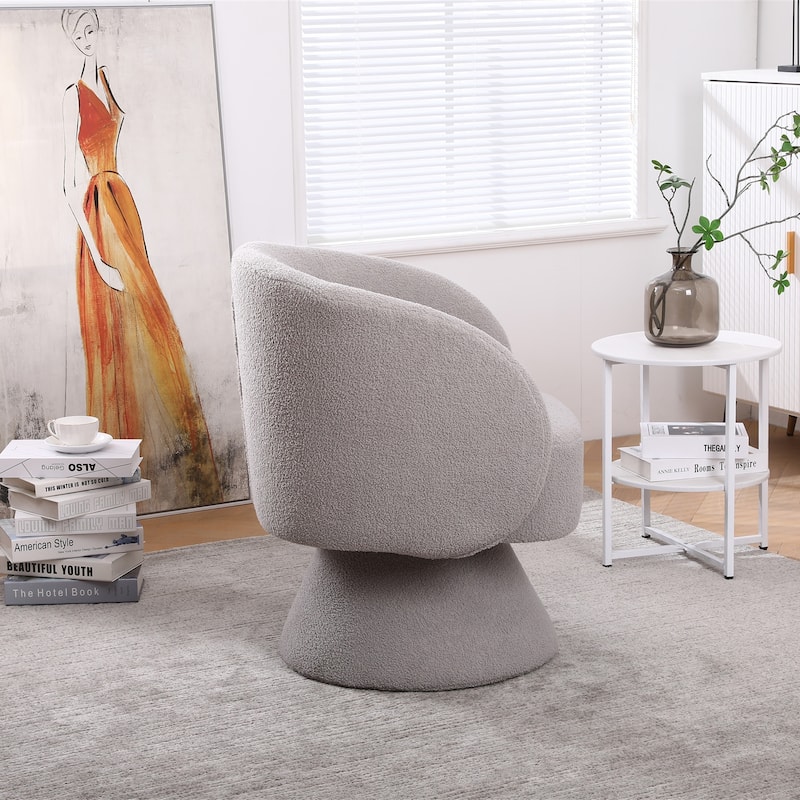 Round Fabric Swivel Accent Chair