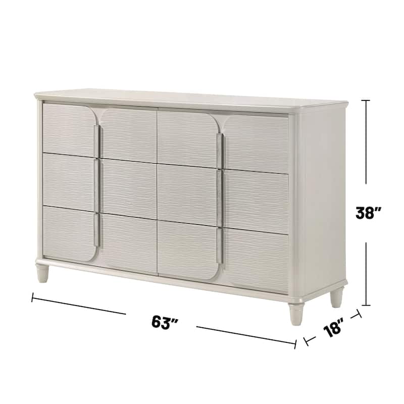 6 Drawers Wooden Dresser with Hidden Jewelry Tray in Pearl White