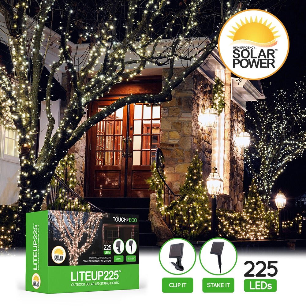 Solar Ed 225 Led Outdoor String Lights White Or Multicolor Solar Ed 225 Led Outdoor String Lights White Or Multicolor