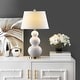 preview thumbnail 2 of 13, SAFAVIEH Lighting 27-inch Amy Triple Gourd White Table Lamp (Set of 2) - 16"x16"x28"