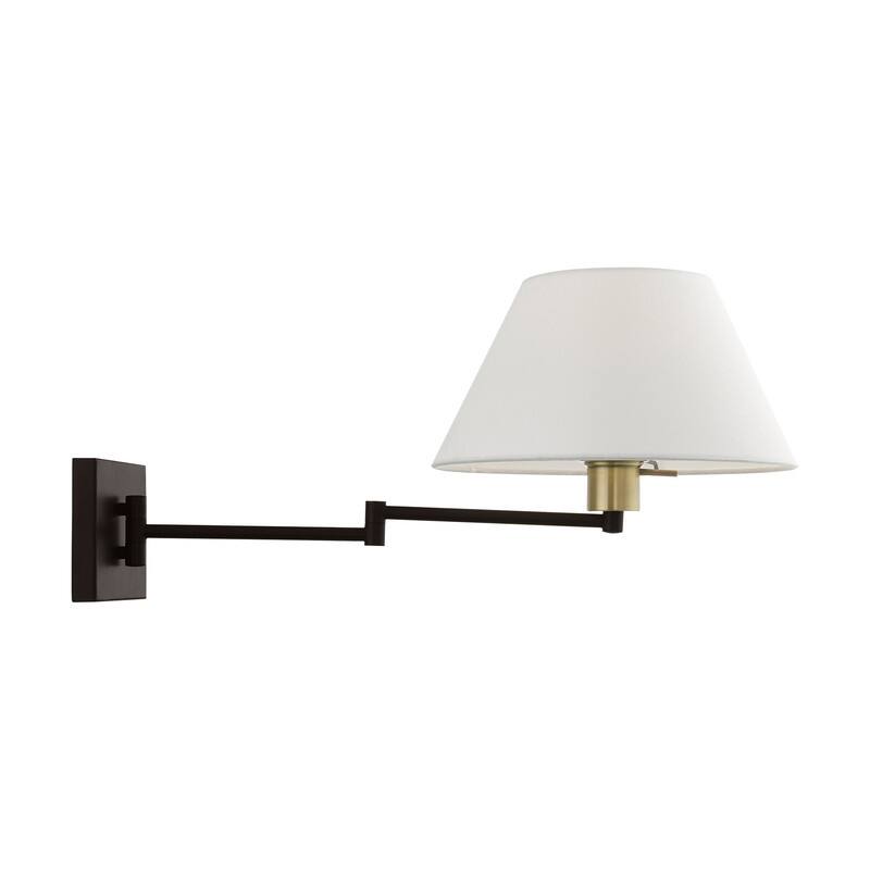 Livex Lighting 1-Light Off-White Shade Swing Arm Wall Lamp, 40039