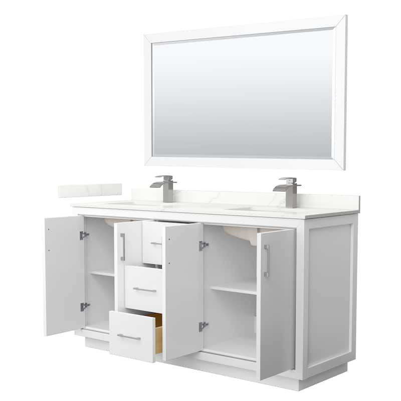 Icon 66-inch Double Vanity, Quartz Top, 58-inch Mirror