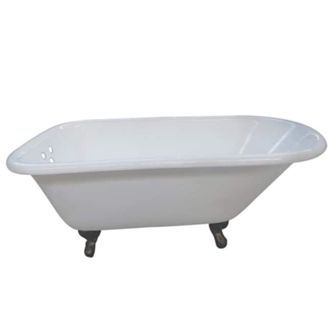 Kingston Brass Aqua Eden 66" Cast Iron Soaking Bathtub for - White / Oil Rubbed Bronze