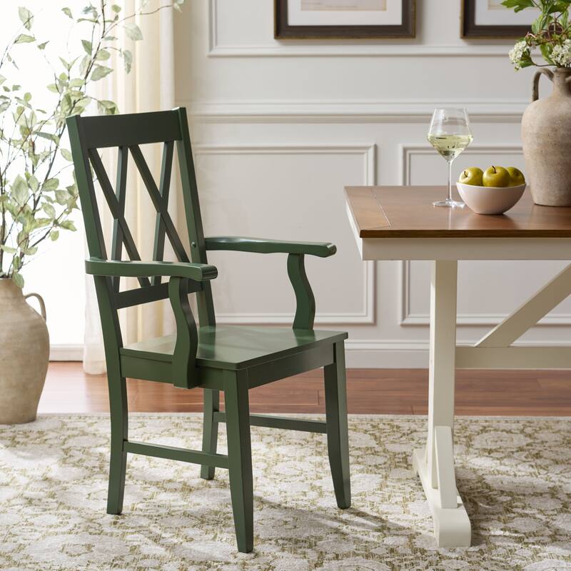 SAFAVIEH HOME Yelena Double X-Back Arm Chair - 18"W x 22"D x 39"H
