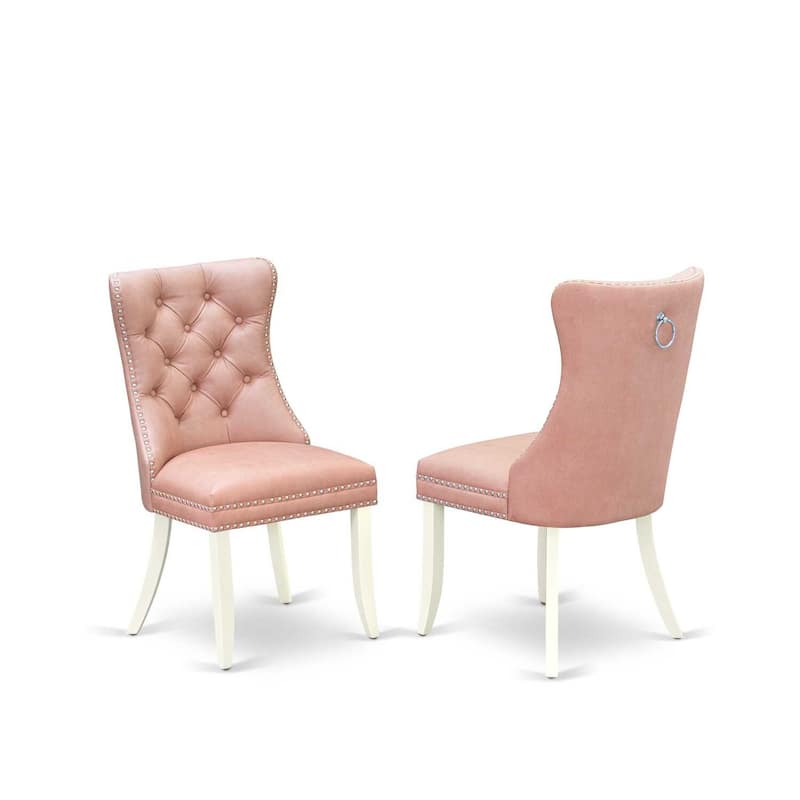 Parson Dining Chairs Set of 2 - Upholstered Kitchen Chairs with Nailhead Trim - Modern Beige Red Accent Chairs