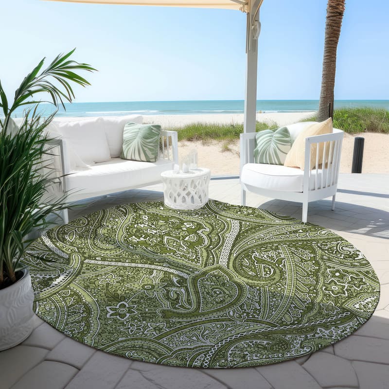 Machine Washable Indoor/ Outdoor Chantille Traditional Paisley Rug