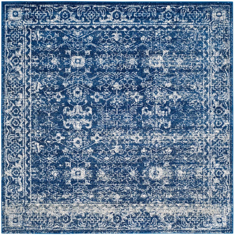 SAFAVIEH, Evoke Karola Vintage Boho Rug - 6'7" Square - Navy/Ivory