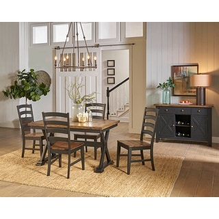 Simply Solid Seldovia Trestle Dining Table with 4 Chairs & Server - 6pc Set