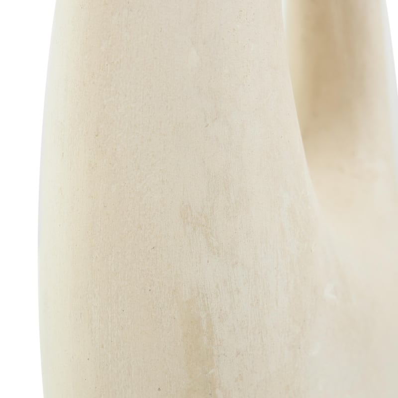Paper Mache Abstract Curved Decorative Vase with Handle - Beige - Roche River Decor